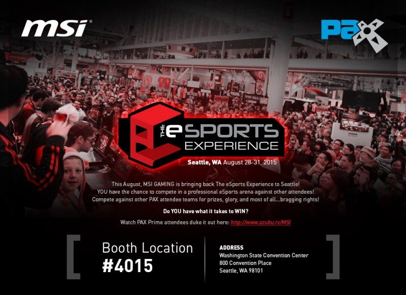 MSI Storms into PAX Prime with eSports Experience, New Gaming Solutions, and Pro Tournament Finals