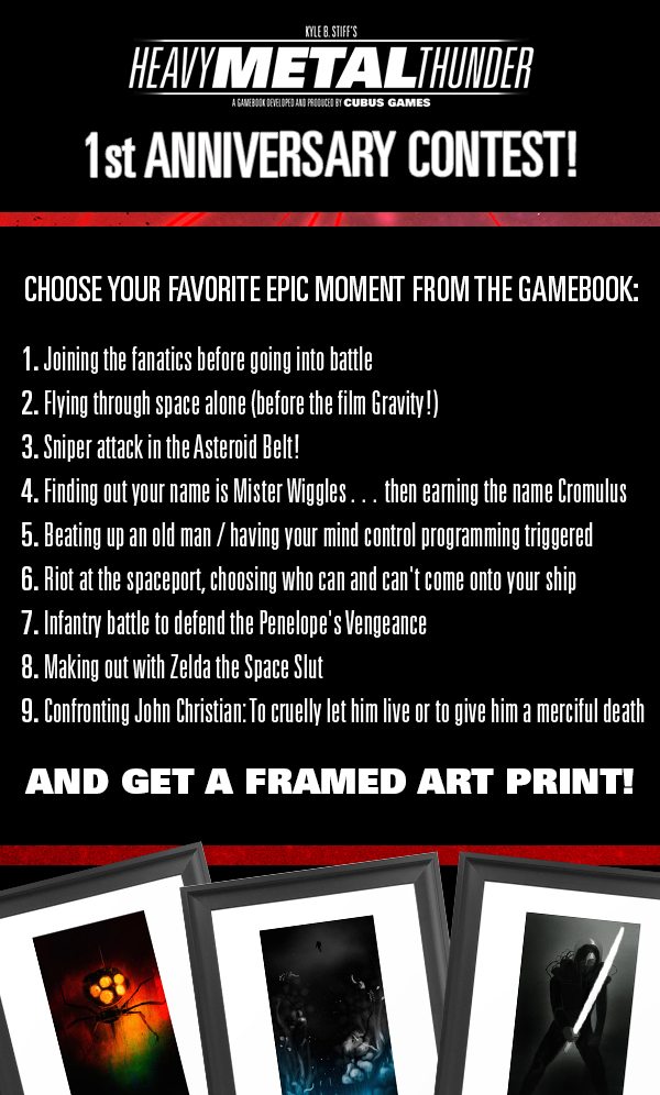 Sci-Fi Gamebook Heavy Metal Thunder 1st Anniversary Contest Details