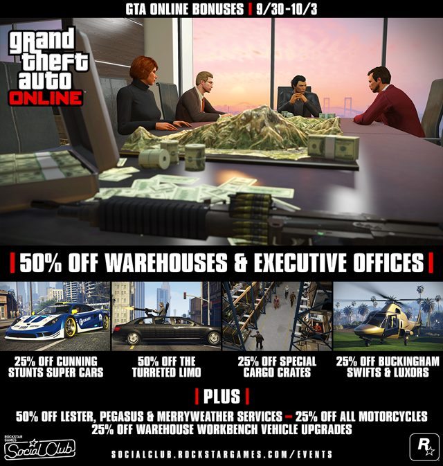 GTA Online Bonuses: Half Off Warehouses & Executive Offices, Unlockable Yellow Swirl Pajamas & Smoking Jacket, Discounts and More