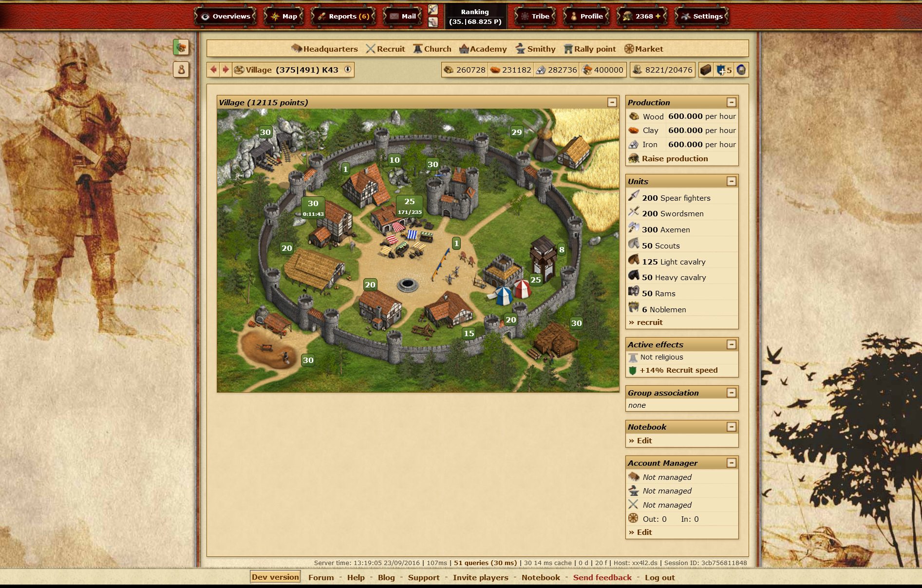 World 125 Settings - The classic browser game Tribal Wars