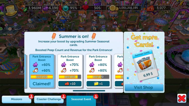 RollerCoaster Tycoon Touch Gets New Summer Update by Atari