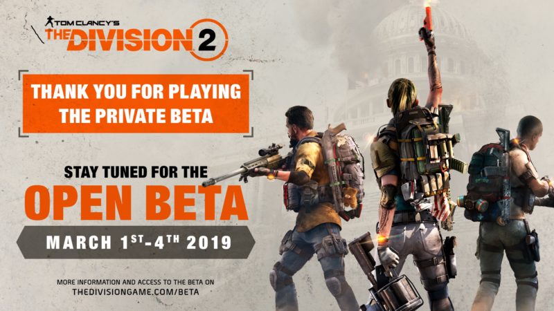 Tom Clancy’s The Division 2 Open Beta Starts March 1