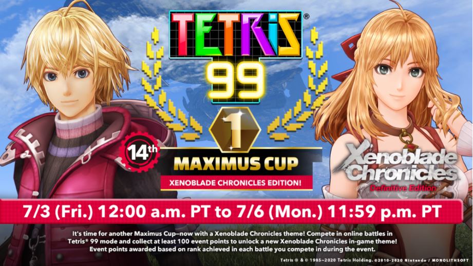 Xenoblade Chronicles themed Tetris 99 MAXIMUS CUP Awaits